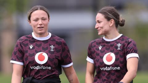 Alisha Joyce-Butchers (left) and Jasmine Joyce-Butchers in Wales training