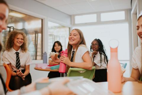 schoolgirls excited as school ends for summer