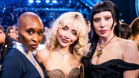 Cynthia Erivo, Sabrina Carpenter and Lady Gaga at the 2025 Grammy awards