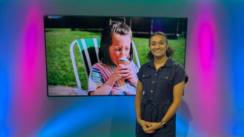 Nina on the Newsround set