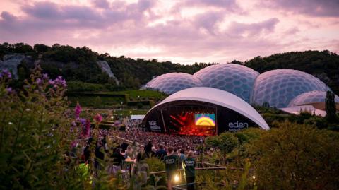 Crowds gather around the stage in front of the Eden Project on a previous year. 