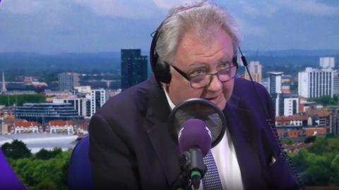 David Sidwick, PCC for Dorset, sitting in the BBC Radio Solent studio