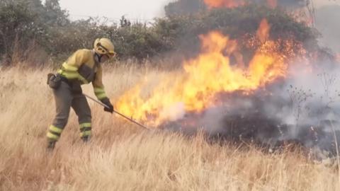 Firefighter battles wildfire
