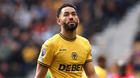 Wolves forward Matheus Cunha looks on