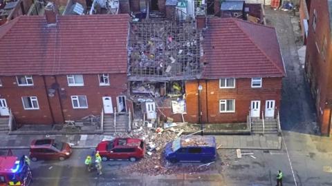 An aerial view of the explosion