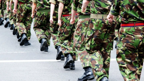 Soldiers marching