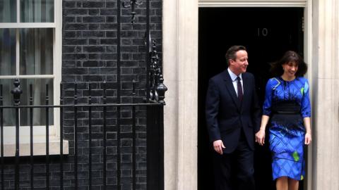 David and his wife Samantha outside Downing Street 