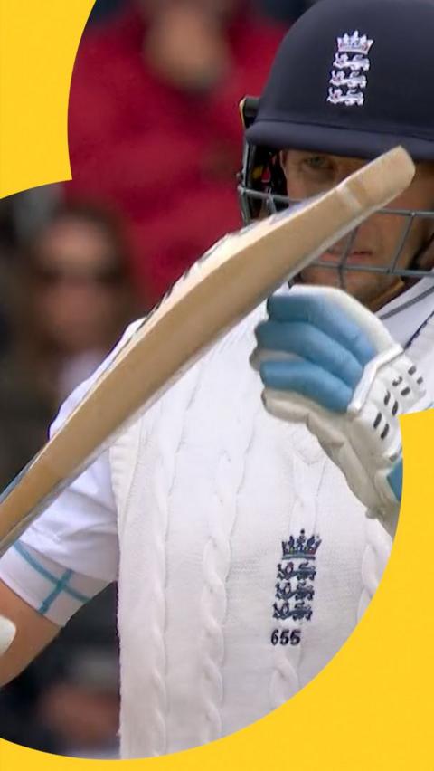 Joe Root reviewing his wicket