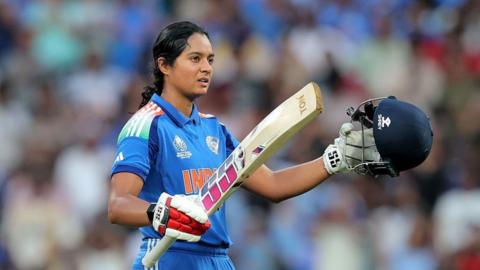 India's Pratika Rawal celebrates her century