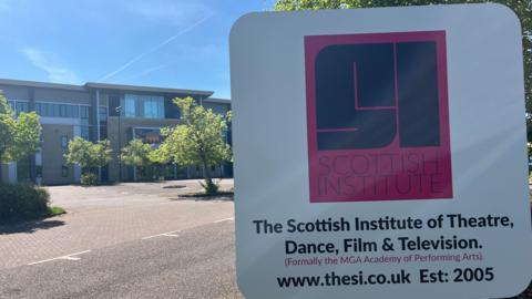 The sign outside the Scottish Institute of Theatre, Dance, Film and Television. 
