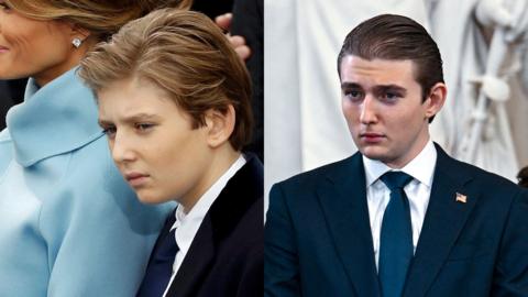 Barron Trump at his father's first and second inaugurations