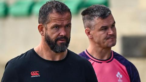 Andy Farrell with Johnny Sexton at last year's World Cup in France