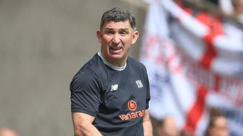 Southend boss Kevin Maher on the sidelines at Wembley