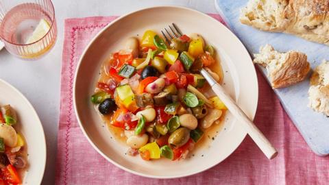 Slow cooker summer vegetable and butter bean stew