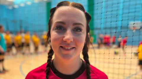 Dodgeball Scotland player Jodie Wright, courtside at Aberdeen Sports Village.