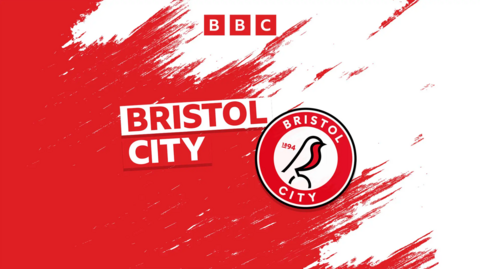 A BBC Radio Norfolk graphic with Bristol City written in red and white with the Bristol City club badge on top of a red and white background