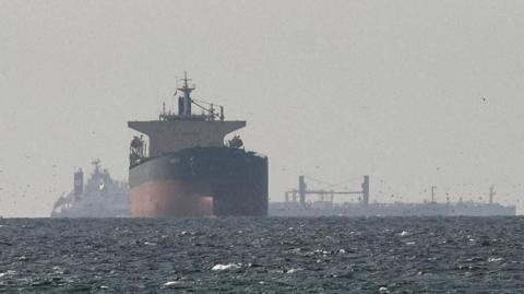 Cargo ships in the Gulf, near the Strait of Hormuz