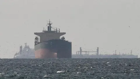 Cargo ships in the Gulf, near the Strait of Hormuz