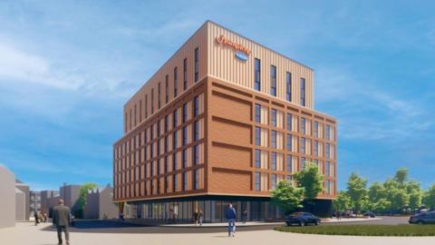 An artist's impression of Nuneaton's Hampton by Hilton hotel