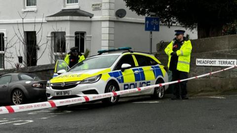 Police activity in College Avenue Plymouth near the junction with Meadfoot Terrace