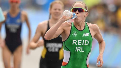 Aileen Reid of Ireland competing in the Women's Triathlon at Fort Copacobana during the 2016 Rio Summer Olympic Games in Rio de Janeiro, Brazil.