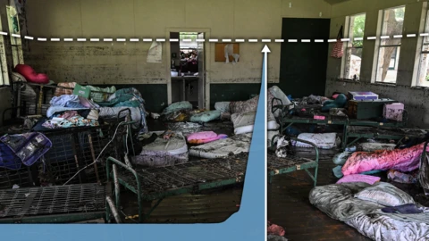 Summer camp room showing rising water levels