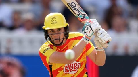 Trent Rockets batter Nat Sciver-Brunt plays a shot