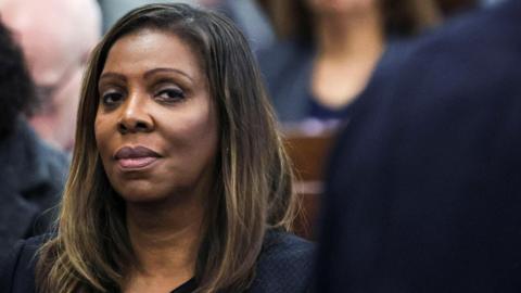 Letitia James sitting wearing a navy jacket 
