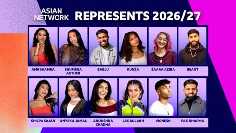 An image reading "ASIAN NETWORK REPRESENTS 2026/2027" with photos of each of the presenters that have been chosen as part of the campaign. 