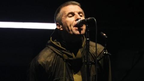 Liam Gallagher as Oasis takes to the stage at the Principality Stadium, Cardiff