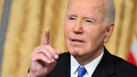 President Joe Biden pointing his finger as he speaks