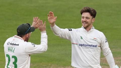 Liam Trevaskis celebrates a wicket