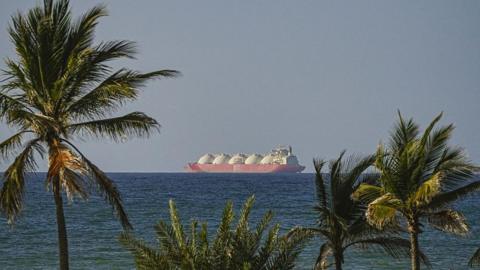 A tanker transits through the Strait of Hormuz
