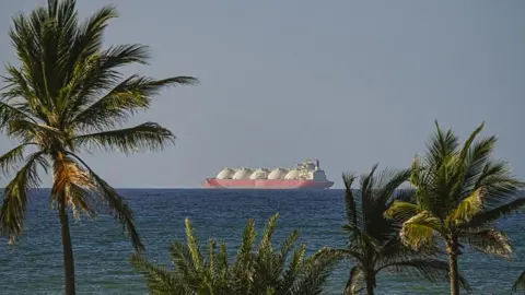 A tanker transits through the Strait of Hormuz