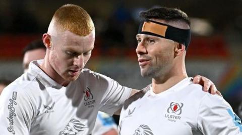 Nathan Doak with fellow Ulster scrum-half John Cooney