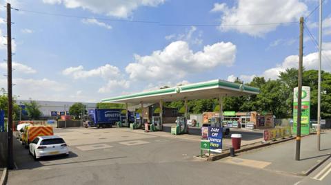 General view of Fordhouses Service Station on Stafford Road, in Wolverhampton