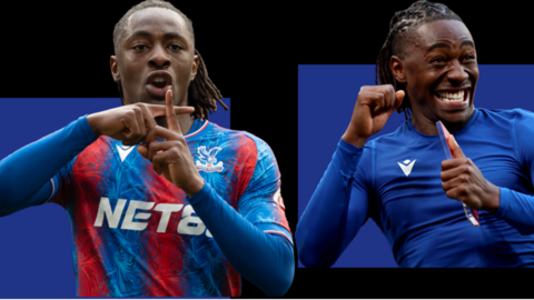 A split picture showing Crystal Palace's  Eberechi Eze