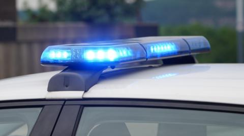 Blue lights on police car