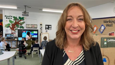The Headteacher of the Highbury Specialist School Debbie Sweet is in a class room at the new co-located school at Field Lane Primary.