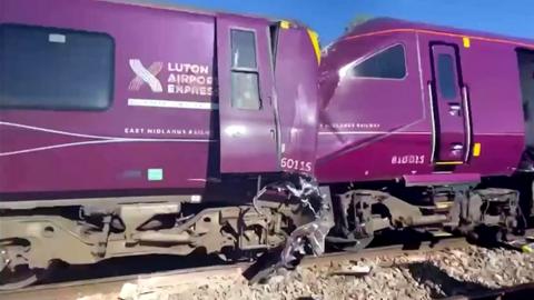 Two East Midlands trains wrecked in a collision