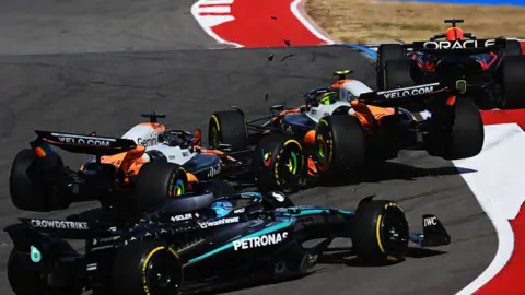 F1 cars racing