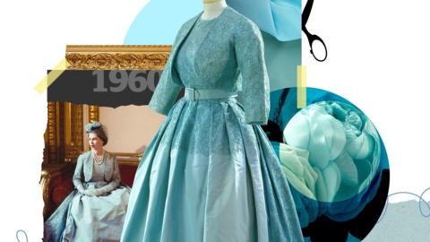 The blue gown and bolero jacket - alongside picture of the week. 