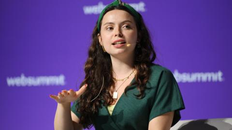 Sophia Smith Galer speaks at a conference