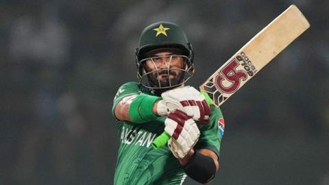 Sahibzada Farhan of Pakistan plays a shot during the ICC Men's T20 World Cup India & Sri Lanka 2026 Super 8 match between Sri Lanka and Pakistan at Pallekele Cricket Stadium