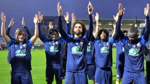 Stade Briochin celebrate progressing in the French Cup