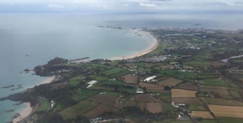 An aerial view of some of the coast of Jersey