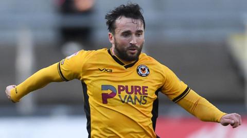 Aaron Wildig playing for Newport County