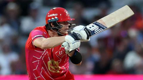 Welsh Fire batter Steve Smith plays a shot