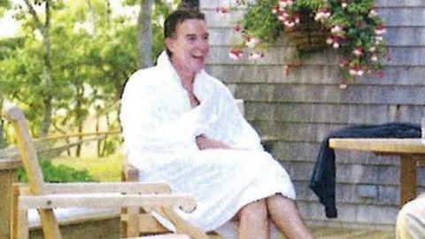 Lord Mandelson in a bathrobe in Jeffrey Epstein's house