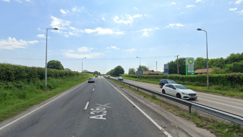 The A36 road with cars driving on both carriageways